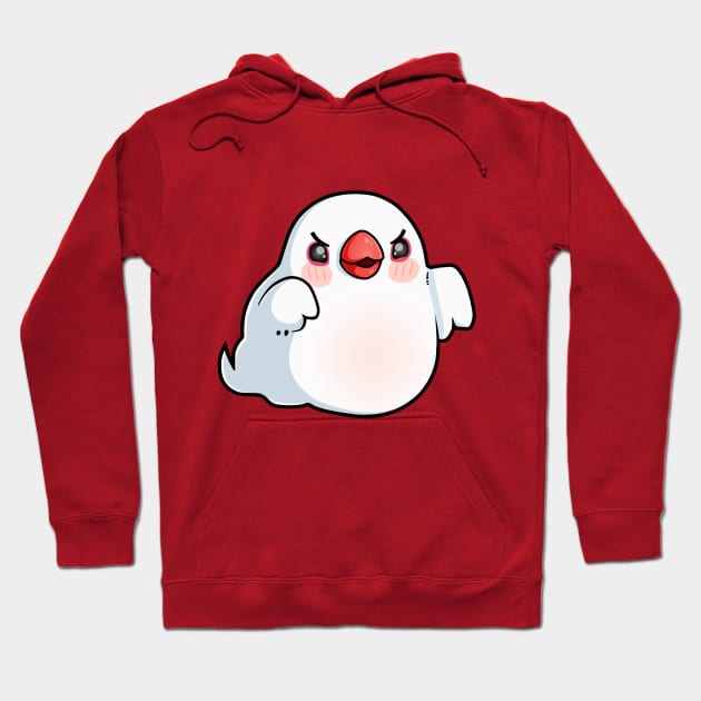 Ghost White Java Finch Bird Hoodie by Maryoshi-143